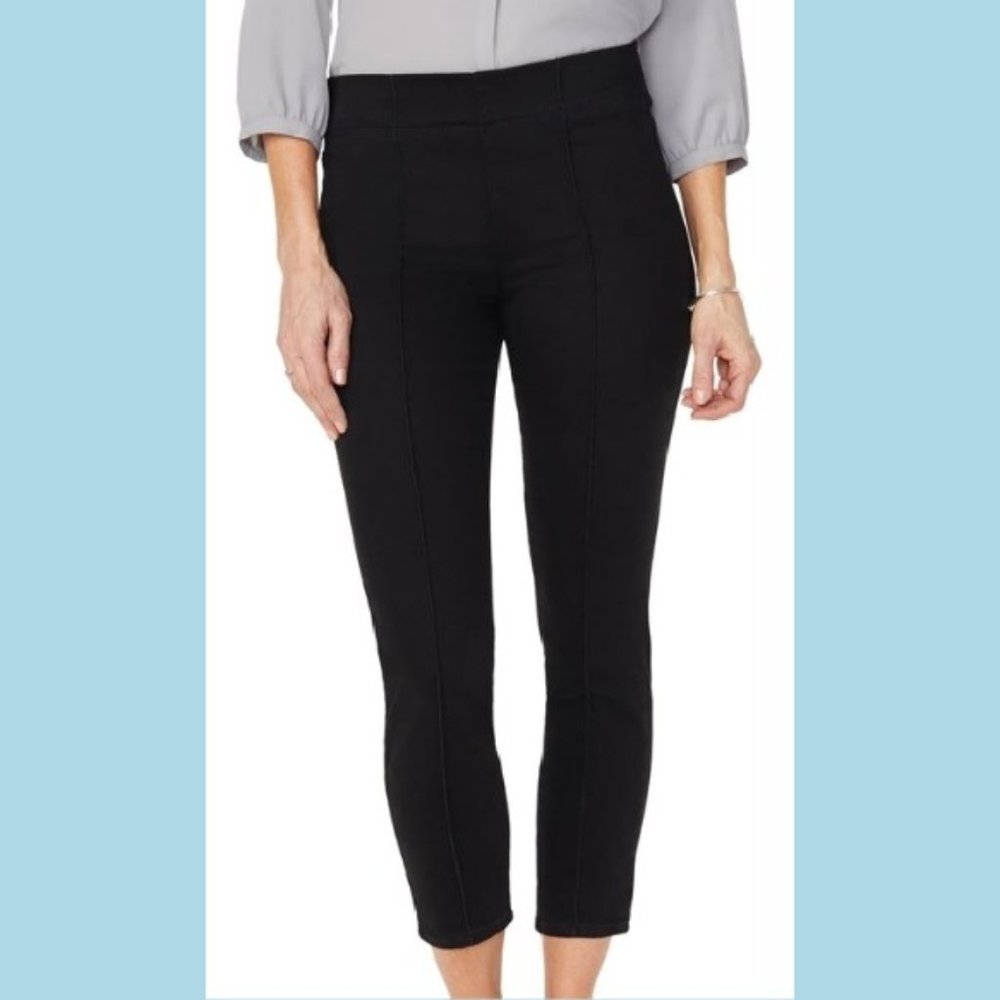 NYDJ Pintuck Pull-On Black Skinny Ankle Jeans